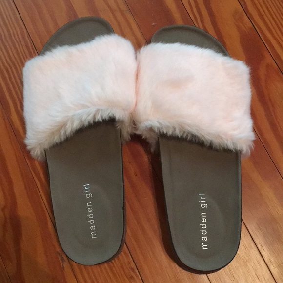 madden girl fur slides
